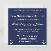 ブルー航海ののリハ結婚ーサルディナー招待状 招待状 (正面)