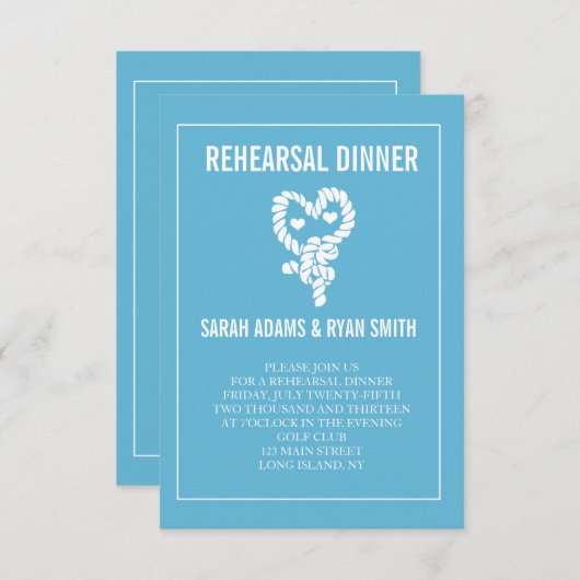 ブルー航海ののリ結婚ハーサルディナー招待状 招待状 (正面/裏面)