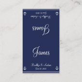 ブルー航海のの座席カー結婚ドの名刺 プレイスカード (裏面)