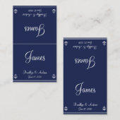 ブルー航海のの座席カー結婚ドの名刺 プレイスカード (正面/裏面)