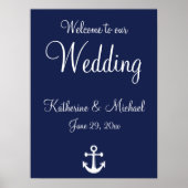 ブルー航海のの結婚ウェルカムサインといかり ポスター (正面)