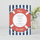 ブルー航海のアストライプのホイ男の子だ!赤ちゃんシャワー 招待状 (スタンド正面)