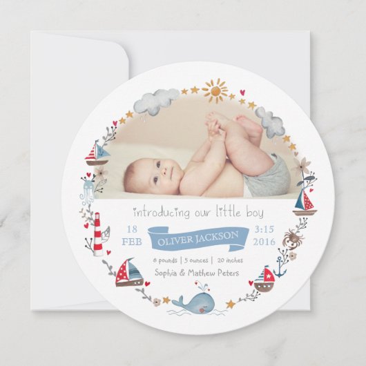 ブルー航海のキュートセーリングリース 案内状 (正面)