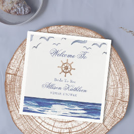 ブルー航海のコースタルシーブライダルシャワー スタンダードカクテルナプキン