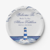 ブルー航海のコースタルシーブライダルシャワー ペーパープレート (正面)