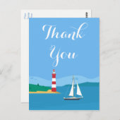 ブルー航海のサンキューライトハウス&シルボート ポストカード (正面/裏面)