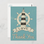 ブルー航海のサンキューライトハウス&船舶いかり ポストカード (正面/裏面)
