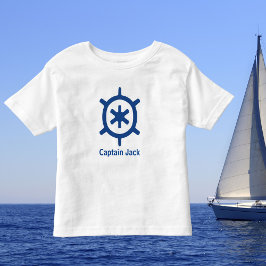 ブルー航海のシップ船長のヘルムホイールカスタム トドラーTシャツ