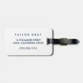 ブルー航海のストライプいかりパーソナライズされた ラゲッジタグ (裏面横)