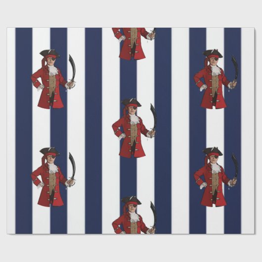 ブルー航海のストライプシーズボーイ海賊 ラッピングペーパー (フラット)