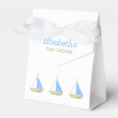ブルー航海のストライプセイボートベビーシャワー フェイバーボックス (正面サイド)