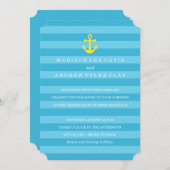 ブルー航海のストライプ結婚式招待状 招待状 (正面/裏面)