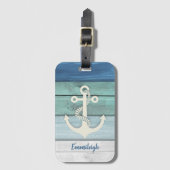 ブルー航海のターコイズウ動揺してッドいかり ラゲッジタグ (正面縦)