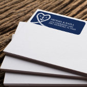 ブルー航海のハートロープいかりモノグラム結婚ズ ラベル