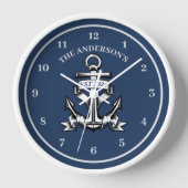 ブルー航海のビーチハウスいかりファミリーネームエスト 壁時計 (正面)