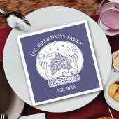 ブルー航海のビーチハウスホワイトファミリーネームいかり スタンダードカクテルナプキン