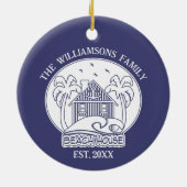 ブルー航海のビーチハウスホワイトファミリーネーム自然 セラミックオーナメント (裏面)