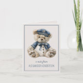 ブルー航海のベビーベアパーソナライズされた ノートカード (正面)