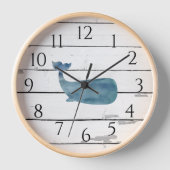 ブルー航海のホエールシープラップ素朴デコール 壁時計 (正面)