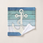 ブルー航海のホワイトウッド動揺していかりビーチ バスタオルセット (ウォッシュタオル)