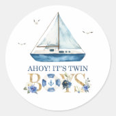 ブルー航海のボートアホイそれはツインボーイズありがとう ラウンドシール (正面)