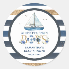 ブルー航海のボートアホイ双子の男の子が好き ラウンドシール