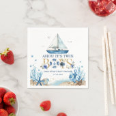 ブルー航海のボートアホイ双子の男の子の赤ちゃんシャワー スタンダードカクテルナプキン (インサイチュ)