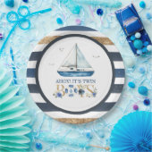 ブルー航海のボートアホイ双子の男の子の赤ちゃんシャワー ペーパープレート (パーティー)