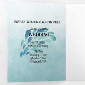 ブルー航海のマリーナスタイル結婚ズ 三つ折り招待状 (内部最初)