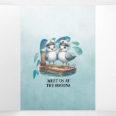 ブルー航海のマリーナスタイル結婚ズ 三つ折り招待状 (内部中)