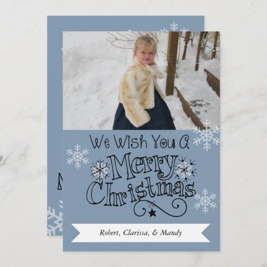 ブルー航海のメリークリスマスフォトホリデーカード シーズンカード (正面/裏面)