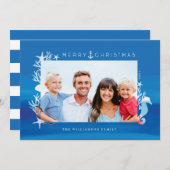 ブルー航海のメリークリスマス海フォトフレーム シーズンカード (正面/裏面)