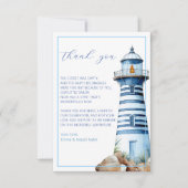 ブルー航海のライトハウスシャワー写真 サンキューカード (正面)