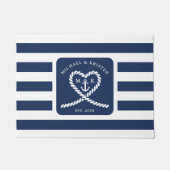 ブルー航海のロストライプのープハート結婚いかり ドアマット (正面)