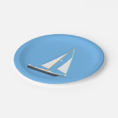 ブルー航海の帆船 – ウェディングパーティービーチ海 ペーパープレート (アングル)