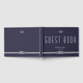 ブルー航海の結婚いかり付きのゲストブック ゲストブック (全面)