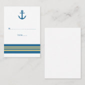 ブルー航海の金ゴールド結婚いかり座席表 プレイスカード (正面/裏面)