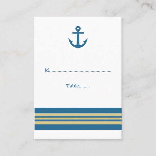 ブルー航海の金ゴールド結婚いかり座席表 プレイスカード (正面)