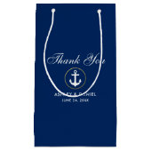 ブルー航海の金ゴールド結婚の感謝 スモールペーパーバッグ (正面)