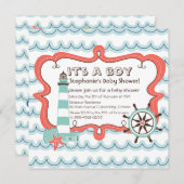 ブルー航海の・イット・ア・ボーイ・ベイビー・シャワー招待状 招待状 (正面/裏面)