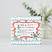 ブルー航海の・イット・ア・ボーイ・ベイビー・シャワー招待状 招待状 (スタンド正面)