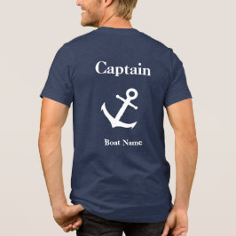 ブルー航海の&ホワイトいかりキャプテン&ボート名 トライブレンドTシャツ