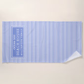 ブルー航海の&ホワイトストライプのビーチハウス ビーチタオル (正面)