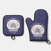 ブルー航海の&ホワイトファミリービーチハウスいかり 鍋つかみ&鍋敷きセット (正面)