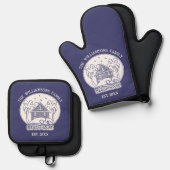 ブルー航海の&ホワイトファミリービーチハウスいかり 鍋つかみ&鍋敷きセット (正面/裏面)