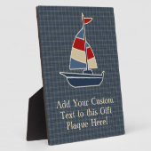 ブルー航海の・レッド・クリームセーリングボートカスタム フォトプラーク (側面)