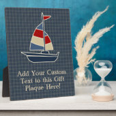ブルー航海の・レッド・クリームセーリングボートカスタム フォトプラーク (側面)