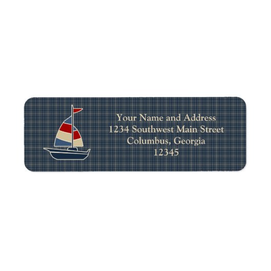 ブルー航海の・レッド・クリームセーリングボートカスタム ラベル (正面)