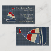 ブルー航海の・レッド・クリームセーリングボートカスタム 名刺 (正面/裏面)