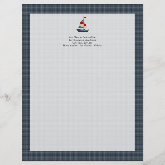 ブルー航海の,レッド,クリーム帆船カスタム レターヘッド (正面)